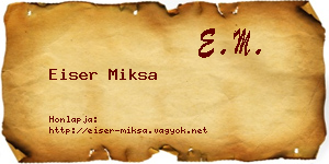 Eiser Miksa névjegykártya